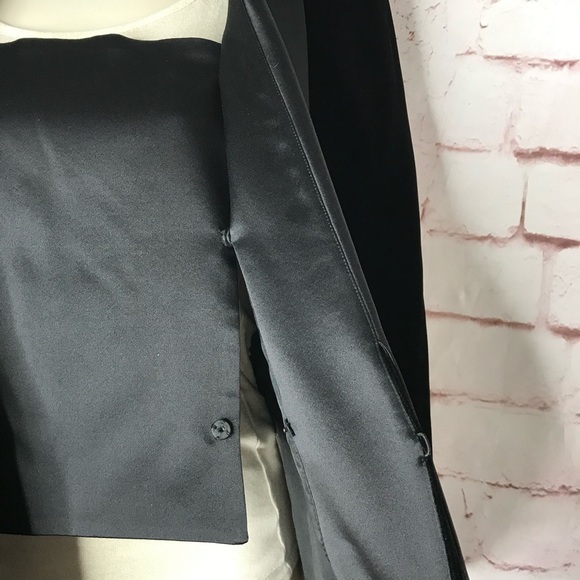TALBOTS PETITES Black Velvet Blazer Satin Tuxedo Collar Jacket Size 10P Petite - Picture 5 of 16
